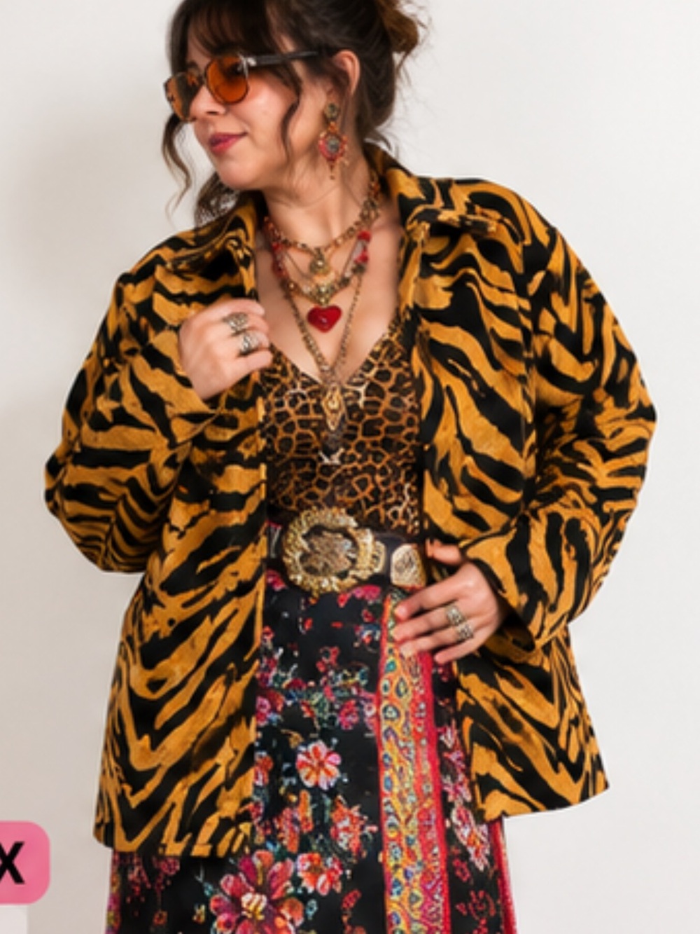 Vintage tiger print tapestry jacket 1x oversized maximalism animal maximalist